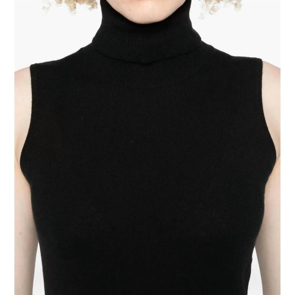 NEW ARCH4 CASHMERE poppy sleeveless turtleneck top in black - Picture 2 of 5